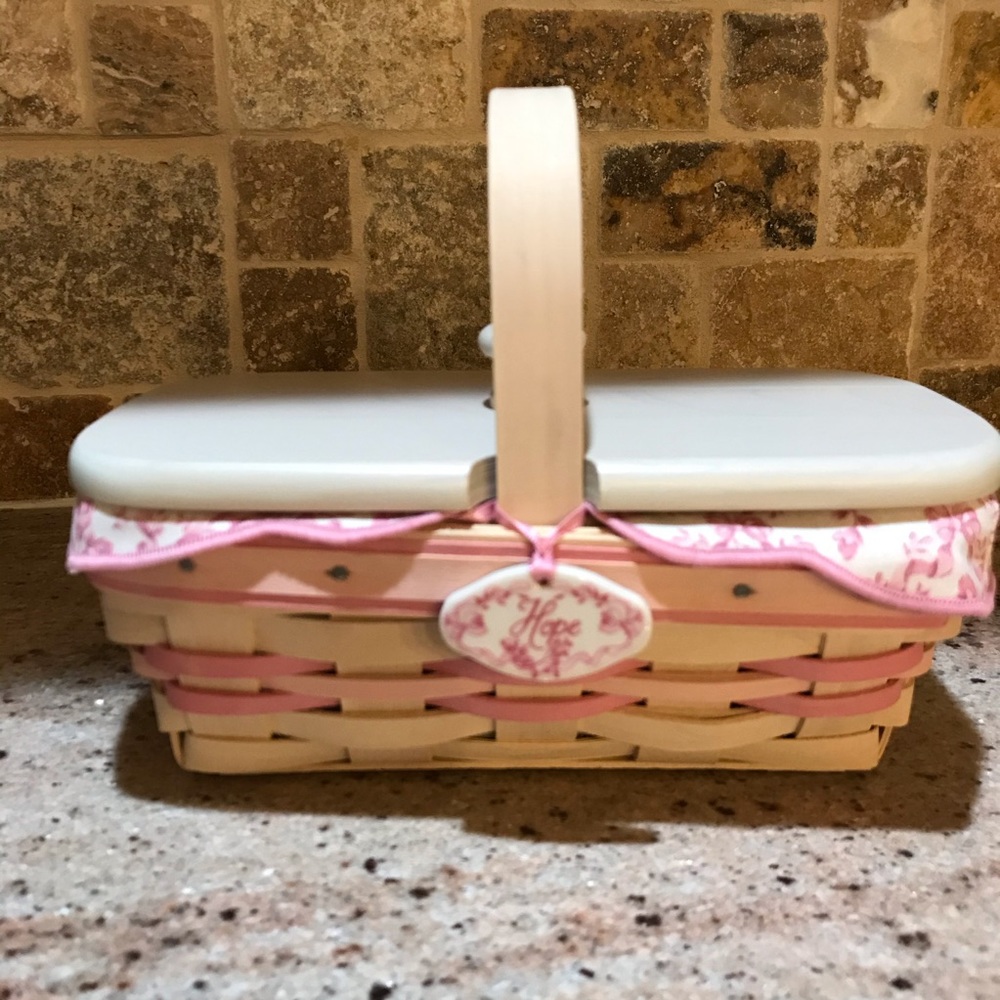Never used 2000 Horizon of Hope Longaberger Basket and accessories